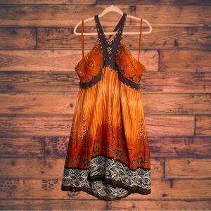 5 for‎ $25🔥Magic Burnt Orange Studded Boho Halter Dress 3X